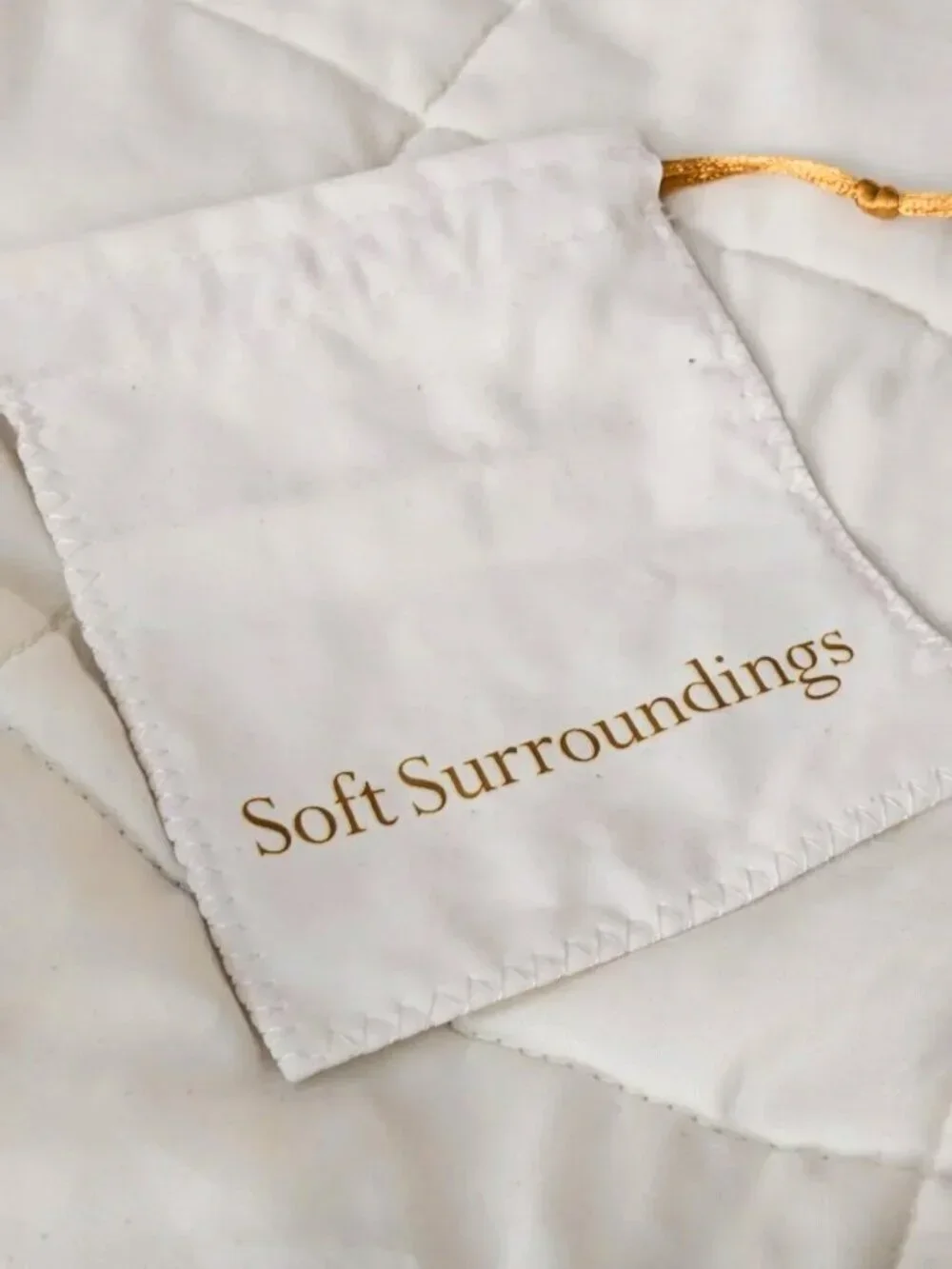 Soft Surroundings Cream Velveteen Drawstring Jewelry Dust Bag for Storage Gifts